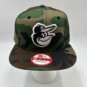New Era 9FIFTY Baltimore Orioles Woodland Camo Strapback Hat Cap Adjustable New